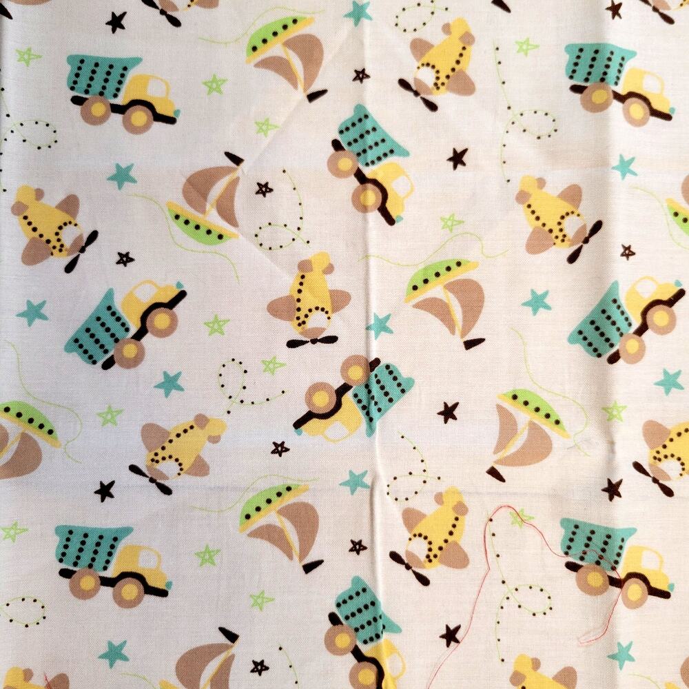 Kids Transportation Cotton Fabric Trucks Planes Sailboats 18x44 David Textiles